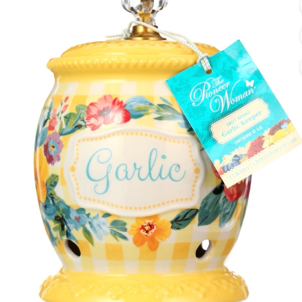 The Pioneer Woman Floral Yellow Garlic Keeper